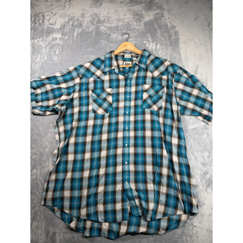 Ely Cattleman Big Man Western Shirt Mens 3X Multicolor Plaid Cowboy Pearl Snap